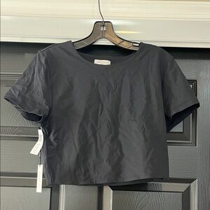 Aritzia Contour Black Short Sleeve Crop Top